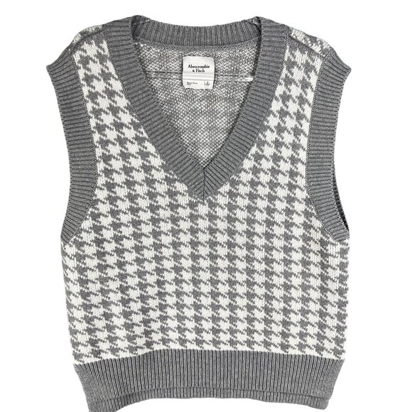 Abercrombie & Fitch Womens S Houndstooth Soft Knit Sweater Vest Cottagecore - Picture 1 of 13